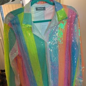 Rainbow Sequin button down by blue b